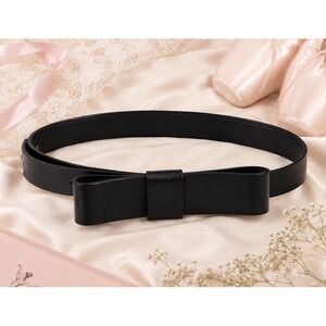Vtg Gap Black Leather Bow Belt Classic Preppy Coquette Women M Made In USA Y2K